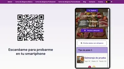 Carta digital de alérgenos con código QR